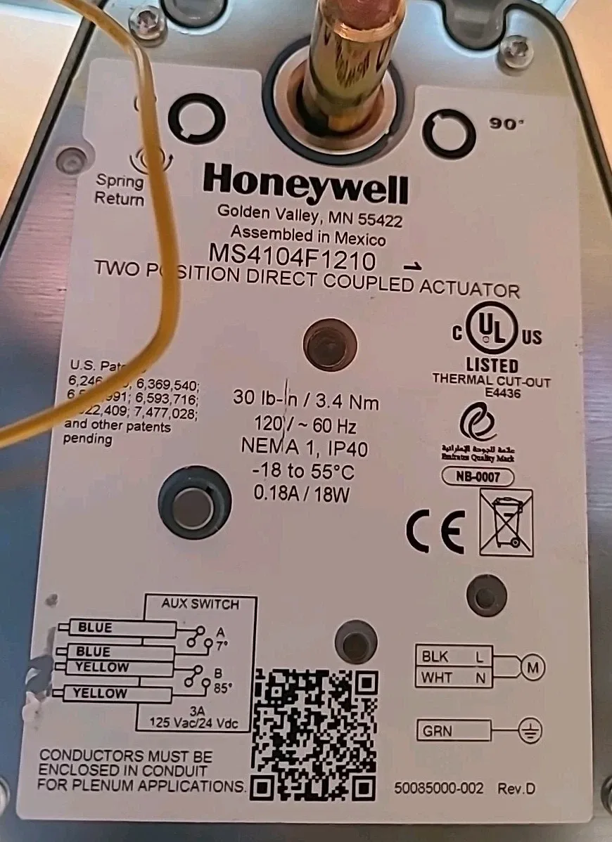 Greenheck VCD-23 10x10 Damper w/ Honeywell MS4104F1210 Actuator Low Leakage New